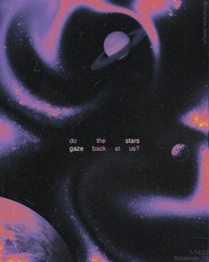 an advertisement for the solar system with saturn and other planets in purple, black and pink