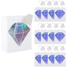 a box with six different shapes of diamonds in it and the top one is white