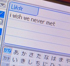 a computer screen with the words i wish we never met written in chinese on it