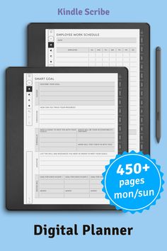 the digital planner is shown on top of a tablet and in front of it, there are