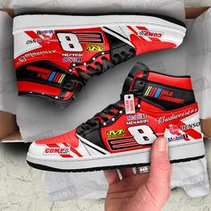 Dale Earnhardt J1 Shoes Custom Sneakers For Fans TT07All of our JD Sneakers styles are custom-made-to-order and handcrafted to the highest quality standards. High-quality rubber sole for traction and exceptional durability. Lace-up closure for a snug fit. Material: Microfibre leather: chemical & abrasion resistance, anti-crease, aging resistance Eco-friendly and 100% Vegan. Please allow 10-15 business days to receive a tracking number while your order is hand-crafted, packaged and shipped from our facility. J1 Shoes, New Orleans Saints Logo, Cartoon Shoes, On Date, Nike Swoosh Logo, Cartoon Fan, Basketball Legends, Truck Interior, Shoes Custom