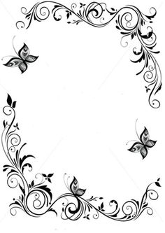 a black and white photo frame with butterflies in the middle, on a cell phone screen