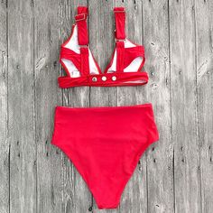 Item Type: Bikinis Set Waist: High Waist Material: Polyester Material: Spandex Gender: Women Support Type: Wire Free Pattern Type: Solid With Pad: Yes size: S M L High Waist Swimwear For Summer Sports, High Waist Sports Tankini For Summer, Red Tankini For Beach Season Sports, Red Sports Tankini For Beach Season, Two Piece Swimsuit, Polyester Material, Polyester Spandex, Free Pattern, High Waist