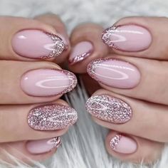 Glitter Tip Nails, Color Nails, Oval Nails, Pink Collar, Bridal Nails, Foot Care, Summer Nail