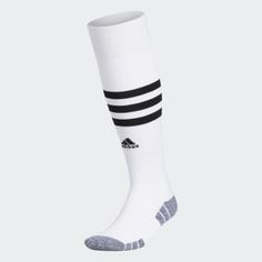 a white sock with black stripes on it