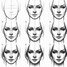 an image of the face and head of a woman with different angles to make it look like