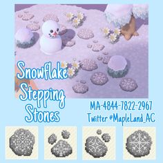 an advertisement for snowflake stepping stones with images of cupcakes and a snowman