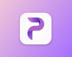 the letter f is displayed on a purple and pink background