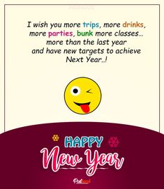 a happy new year card with a smiley face