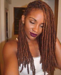 That lipstick though!! Hair Dreadlocks, Dread Locks, Dreadlock Styles, Natural Hair Inspiration, Auburn Hair, Twist Braids, Hair Dos