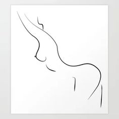 a black and white drawing of a woman's body on a white background art print