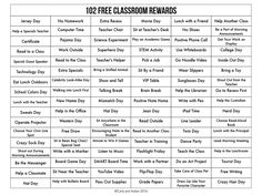 the top ten free classroom reward sheets for teachers to use on their school's website