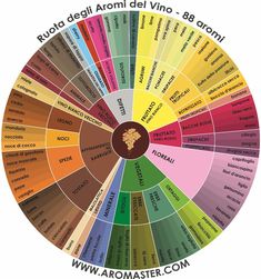 the color wheel for each zodiac sign is different colors, and it appears to be labeled in