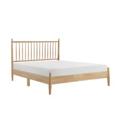 Lika Full Platform Bed, Vertical Slatted Headboard, Natural Brown Wood By Casagear Home Oak Bed Frame, Wooden Bedroom Furniture, Full Size Platform Bed, Oak Beds, Full Platform Bed, Slatted Headboard, King Size Bed Frame, Double Bed Frame, Wood Bed Frame