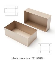 two empty cardboard boxes are shown on a white background with the measurements for each box