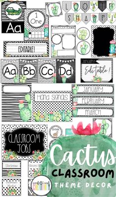 the cactus classroom theme is shown in green and black