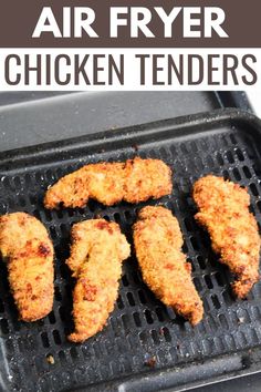 Crispy panko air fryer chicken tenders with recipe title text. Air Fryer Frozen Chicken Tenders, Breaded Chicken Strips, Air Fried Chicken Tenders, Easy Air Fryer Chicken, Air Fryer Chicken Tenders, Cooking Frozen Chicken, Air Fried Chicken, Easy Air Fryer, Chicken Strips