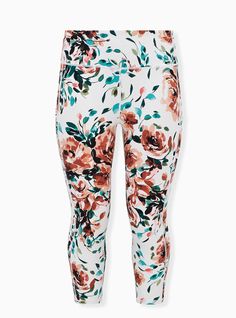 An allover watercolor floral print updates these active leggings that feature 4-way stretch and wicking technology to keep you cool and dry. Matching style(s): Search 13671316 Knit fabric. High rise. Wide stretch waistband. Side pockets. Tapered leg. Cropped. CONTENT + CARE Nylon/spandex. Wash cold; dry low. Imported plus size activewear. SIZE + FIT Model is 5’10”, size 1. 24” crop inseam. The best plus size women's performance core crop active legging with side pockets sport leggings in watercolor floral made of performancecotton. This sporty athletic-wear is great for looking good while you are working out, being active, playing your favorite sport, or doing yoga, Pilates, barre, zumba, biking, lifting weights, or hiking, and during work-outs for which you need activewear or loungewear. Stretch Floral Print Leggings For Yoga, Casual Floral Print Yoga Activewear, Athleisure Floral Print Yoga Bottoms, Printed Stretch Activewear For Athleisure, Floral Print Stretch Workout Bottoms, Stretch Floral Print Workout Bottoms, Floral Print Athleisure Activewear, Floral Print Athleisure Activewear For Sports, Floral Print Athleisure Activewear For Workout