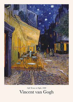 a painting of people sitting at tables in an alley