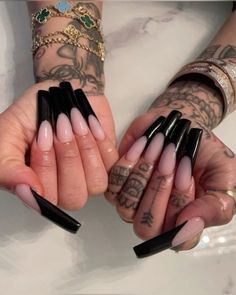 Simple Gothic Nails, Black Baddie Nails, Acrylic Nail Designs Classy, Pretty Gel Nails