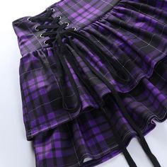 Purple Plaid Skirt, Wear Black Dresses, Pleats Pattern, Slim Skirt, Empire Dress, Purple Plaid, Plaid Fashion, Harajuku Fashion, Short Skirt