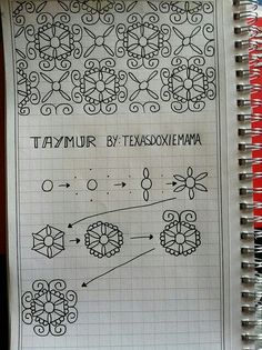 a notebook with some drawings on it and the words tazmur by texsoniema