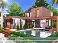 Modern House Ideas, Moderne Pools, Sims 4 House Plans, Small Modern Home