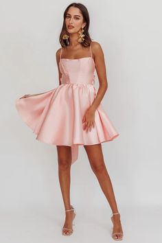 Shop the Athens Flared Bow Mini Dress Blush | Selfie Leslie