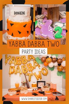 an orange and black birthday party with decorations