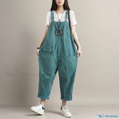 Orcajump - Loose Fit Casual Overall Pants with Distressed Design and Vibrant Colors - Machine Washable Stylish Overalls, Overall Pants, Pant Length, Chinos Pants, Dressmaking, Overalls, Loose Fitting, Vibrant Colors, Pants