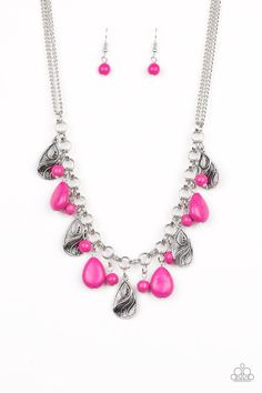 Terra Tranquility Pink Paparazzi Necklace Cashmere Pink Jewels - Cashmere Pink Jewels & Accessories, Cashmere Pink Jewels & Accessories - Paparazzi Pink Jewels, Gamma Phi, Fringe Necklace, Pink Necklace, Paparazzi Accessories, Pink Camo, Inspired Jewelry, Pink Beads, Beaded Fringe