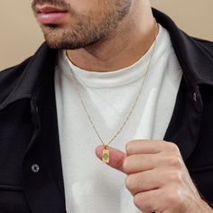 Add a touch of sophisticated style to any outfit with this minimalist and delicate personalized small bar necklace for men. Made of high-quality gold-plated stainless steel, this necklace is not only stylish but also durable and water-proof. Whether you're dressing up for a special occasion or adding a subtle accent to your everyday look, this necklace is the perfect accessory. Personalize it with a name, date, or meaningful word to make it truly unique to you or a special man in your life. This Name Necklace Boyfriend Gift, Minimalist Rectangular Pendant Necklace For Father's Day, Father's Day Minimalist Rectangular Pendant Necklace, Minimalist Gold Jewelry For Father's Day, Minimalist Rectangular Pendant Jewelry For Father's Day, Jewelry Name, Small Bar, Pendant For Men, Gift For Boyfriend