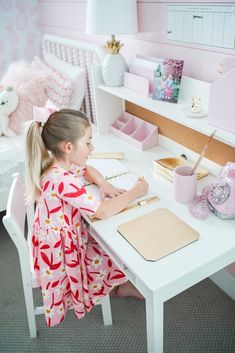 We are sharing the most adorable little girls desk with hutch and chair over on the blog! This desk is great quality and I have a discount code for you too. Plus, it was easy to put together! #kidsdesks #desk #girlsroomdecor #kidsdecor #kidsinteriors #homedecor #bedroomdecor #jennylind A Desk For Kids, Kids Room With Desk, Desk Girls Room, Girls Desk Ideas, Kids Bedroom Desk, Girls Desk Area, Kids Desk Area, Small Kids Desk, Desk For Girls Room