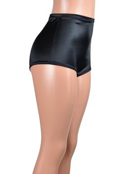 Solid Fitted Shorts For Party, Solid Color Fitted Shorts For Party, Fitted Satin Short Length Bottoms, Stretch Satin Bottoms For Night Out, Fitted Satin Shorts, Fitted Satin Short Bottoms, High Waist Fitted Bottoms With Boning, Fitted High Waist Bottoms With Boning, Black Fitted High Waist Shorts