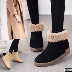 Fisdy - Winter Slip-Resistant Thick Bottom Wool Shoes Soft Sole Slippers, Wool Shoes, Warm Winter Boots, Studded Ankle Boots, Winter Shoes For Women, Shoe Sole, Winter Themed, Comfortable Boots, Bride Shoes