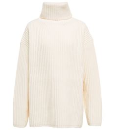 Turtleneck sweater White Ribbed Knit Turtleneck, Winter White Ribbed Turtleneck Sweater, Classic White Ribbed Turtleneck, Cream Wool Turtleneck Sweater, Elegant Ribbed Wool Turtleneck, Beige Ribbed Merino Wool Sweater, White Merino Wool Sweater With Ribbed Collar, Classic Ribbed Wool Turtleneck, Classic Wool Ribbed Turtleneck