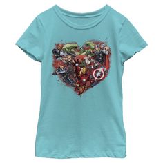 PRICES MAY VARY. Enjoy comfort and fashion at the same time with this unique Girl's graphic T Shirt from Marvel Strut your stuff with this stylish new Girl's Tee Shirt that is perfect for every occasion Made from the highest quality materials on first-class digital direct-to-garment printers Printed In the U.S.A with safe water-based inks. Easy care; machine wash cold inside out with similar colors, tumble dry low Officially licensed apparel. Designed by an exclusive collaboration with top brand Safe Water, Heart T Shirt, Marvel Girls, Direct To Garment Printer, New Girl, The Struts, Shoes Jewelry, Tee Shirt, Inside Out