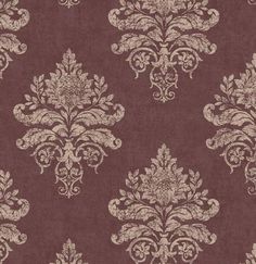 a brown and white wallpaper with an ornate design