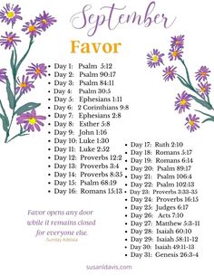 a calendar with flowers on it and the words,'september favorite day 8 - 12