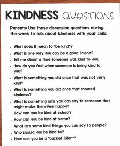 a sign that says kindness questions