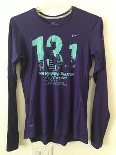 Nike Miler Running San Francisco Half Marathon Top Women Shirt Long Sleeves 100% Authentic, Brand New with tag Women Size: Product Details: Nike Miler Running Women Long Sleeves Dri-Fit San Francisco Women  Half Marathon2014 100% Recycled Polyester _____________________________________________________ Shipping in USPS Mail comes with tracking # & Insurance Buyer please be sure the address is correct before placing order. Contact Me: Feel free to contact me for any questions. Thank you for visiti Nike Long Sleeve T-shirt For Spring, Nike Long Sleeve Cotton T-shirt, Nike Cotton Long Sleeve T-shirt, Nike Fitted Graphic Print Top, Nike Long Sleeve Top With Graphic Print, Nike Fitted Top With Graphic Print, Nike Graphic Print Tops For Fall, Fitted Nike Top With Graphic Print, Nike Long Sleeve Cotton Shirt