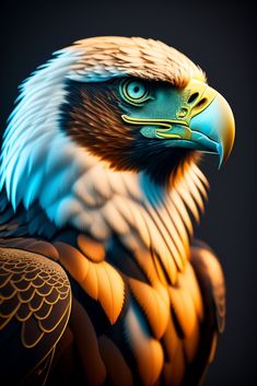 a close up of an eagle on a black background