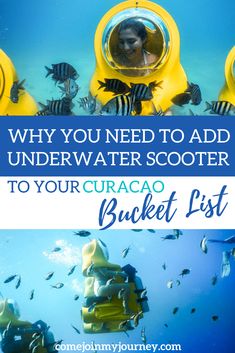 two scuba divers with the words why you need to add underwater scooter to your bucket list