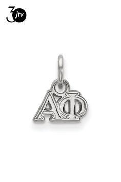 Rhodium over sterling silver polished Alpha Phi sorority Greek letters extra small pendant from LogoArt. Measures approximately 7/16"L x 3/8"W. Alpha Phi Sorority, Alpha Phi, Greek Letters, Small Pendant, Sorority, Sterling Silver, Pendant, Silver