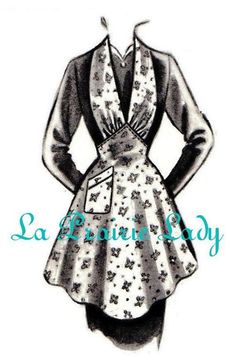 a woman's dress pattern from the 1950's, with an apron on it