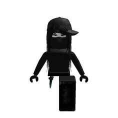 a lego figure with a black hat and eyes