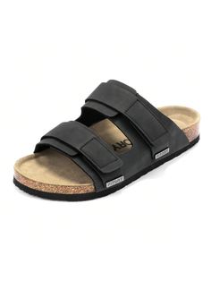 Negro  Collar    Sandalias Casual Embellished Comfortable Adjustable Double Strap Footbed Sandals, Outdoor Double Strap Sandals With Leather Footbed, Outdoor Double Strap Leather Sandals, Adjustable Open Toe Footbed Sandals For Outdoor, Adjustable Outdoor Footbed Sandals With Open Toe, Outdoor Synthetic Slippers With Arch Support, Outdoor Flip Flops With Cushioned Footbed, Closed Toe Cushioned Sandals With Synthetic Material, Synthetic Closed Toe Slides With Arch Support