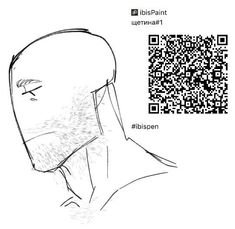 a drawing of a man's head with a qr code in the background