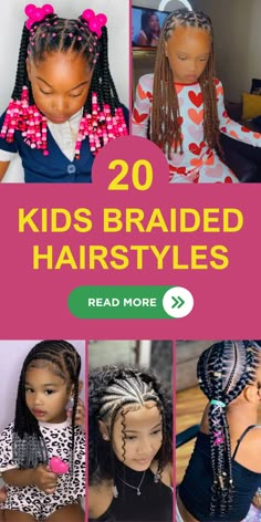 Cute & Easy Kids’ Braided Hairstyles: Black Children’s Natural Looks Kids Breaded Hairstyles, Cornrows Ideas For Kids, Hair Braid Designs For Kids, Back To School Hairstyles Braids 2024, Girl Braided Hairstyles Kids Black, Back To School Braids Black Kids, Braid Designs For Kids, African Hair Braiding Styles For Kids, Back To School Braids For Kids