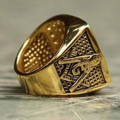 Introducing the Knights Templar Masonic Stainless Steel Ring. This is the perfect accessory for any Mason or Freemason. Its craftsmanship and quality will represent the highest ideals of the Masonic order. The stainless steel is highly durable and resistant to scratches and corrosion, designed to look pristine for years to come. This ring is made of solid stainless steel and will never rust or lose its color. Adjustable Engraved Stainless Steel Rings, Symbolic Jewelry As A Gift, Durable Symbolic Jewelry As A Gift, Sturdy Stainless Steel Jewelry For Gifts, Sturdy Stainless Steel Jewelry As A Gift, Masonic Order, Male Ring, Geometric Rings, Vintage Biker